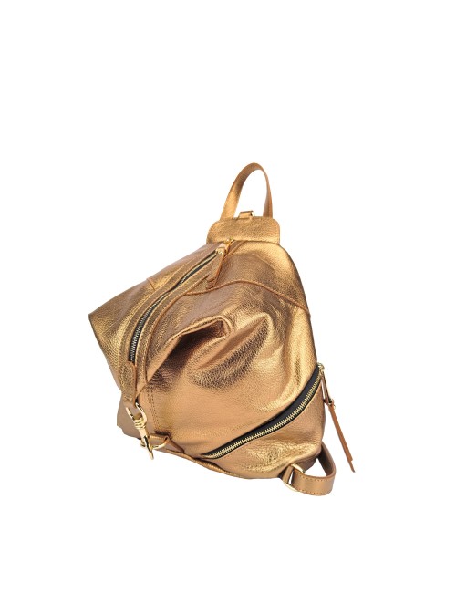 Natural Tanned Leather Shoulder Backpack - Bronze