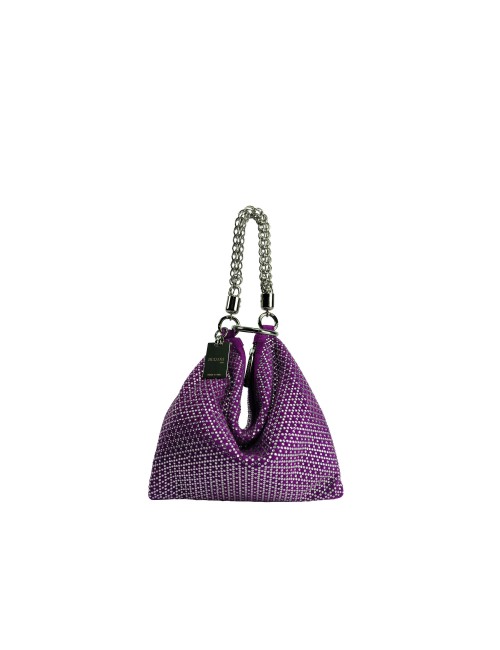 Ewa Small Handbag in Suede and Crystals - Purple