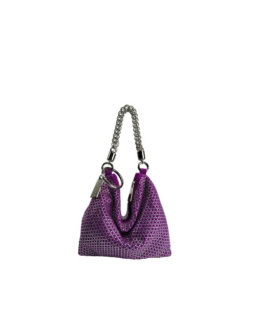 Ewa Small Handbag in Suede and Crystals - Purple
