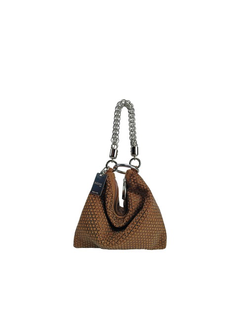 Small Ewa Handbag in Suede and Crystals - Leather
