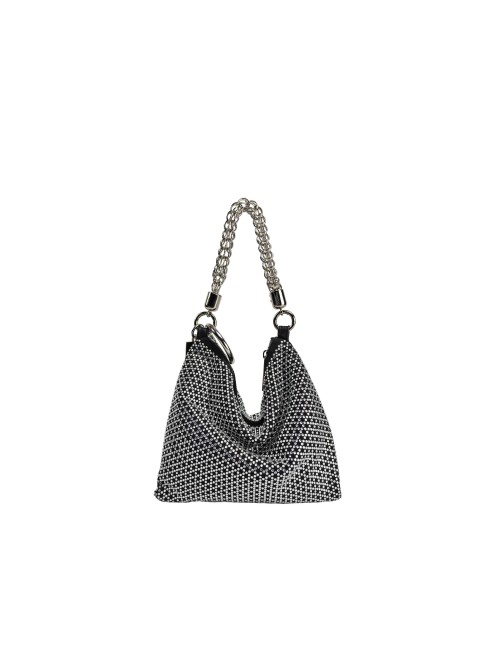 Ewa Small Handbag in Suede and Crystals - Black