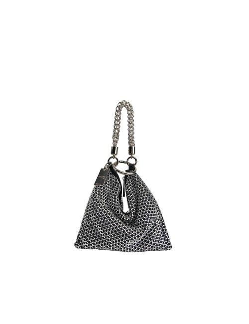 Ewa Small Handbag in Suede and Crystals - Black