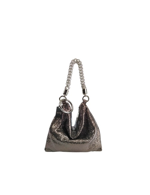 Ewa Small Laminated Leather Handbag - Gunmetal