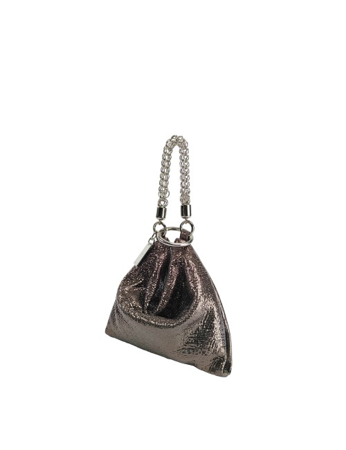 Ewa Small Laminated Leather Handbag - Gunmetal