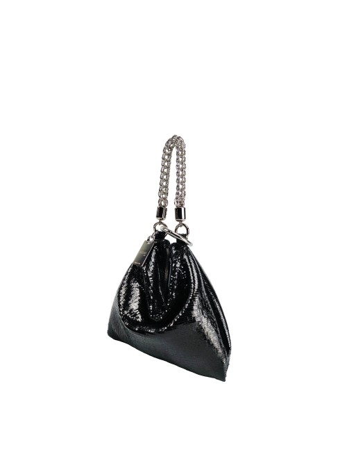 Ewa Small Handbag in Laminated Faux Leather - Black