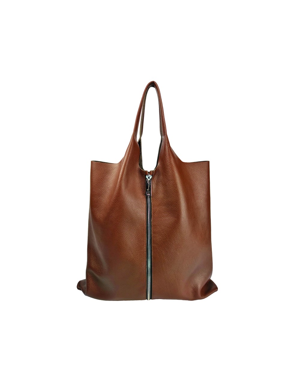 Envelope Zip Shoulder Bag in Grained Leather - Leather