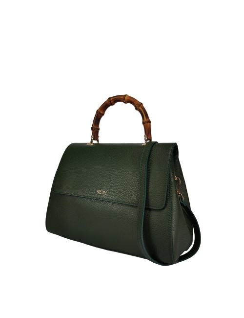 Medium Bamboo Leather Handbag - Olive