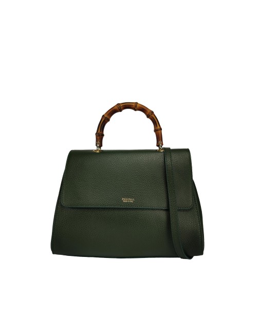 Medium Bamboo Leather Handbag - Olive
