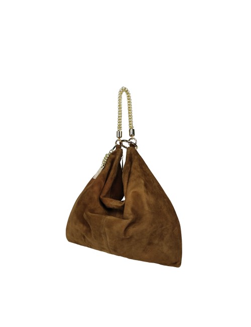 Ewa Large Handbag in Suede with Gold Details - Leather