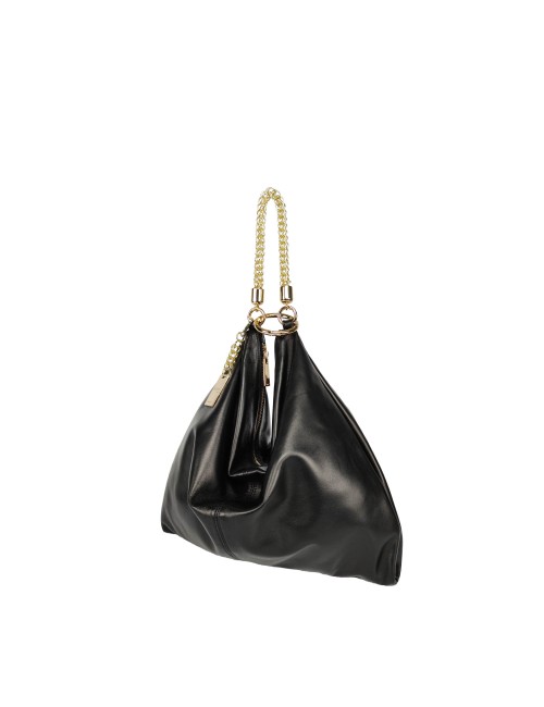 Ewa Large Handbag in Soft Nappa with Gold Details - Black