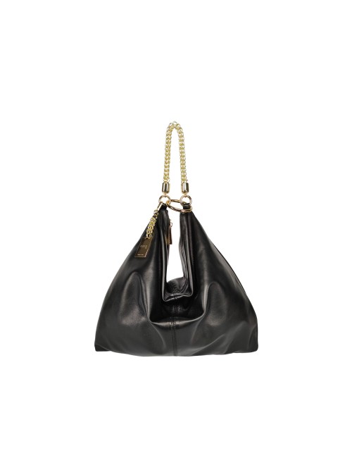 Ewa Large Handbag in Soft Nappa with Gold Details - Black