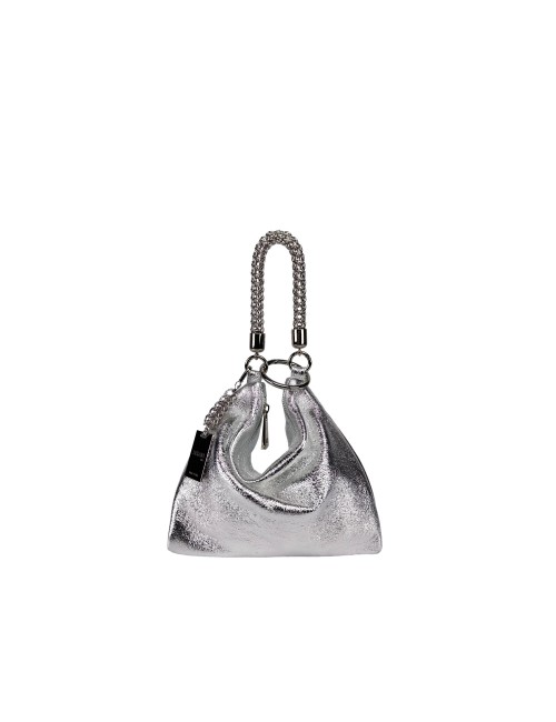 Ewa Small Handbag in Laminated Leather - Silver