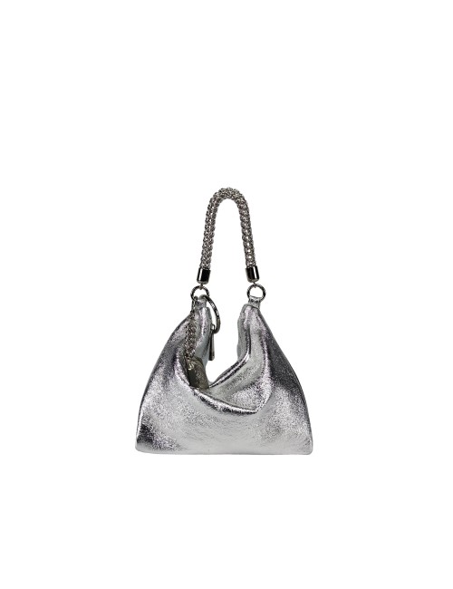 Ewa Small Handbag in Laminated Leather - Silver