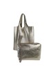 Envelope Shopping Shoulder Bag in Grained Leather - Platinum