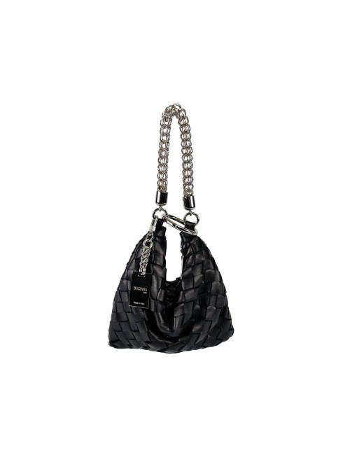 Ewa Small Handbag in Woven Leather - Black