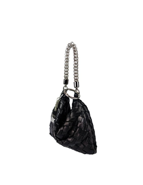 Ewa Small Handbag in Woven Leather - Black