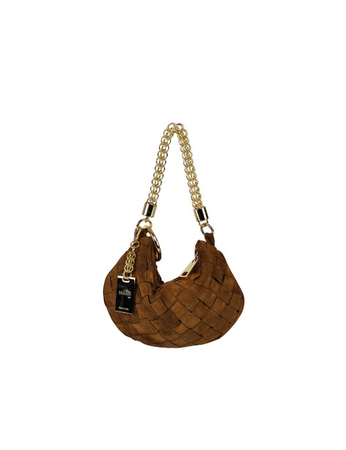 Mini Ewa Circle Handbag in Woven Suede - Leather