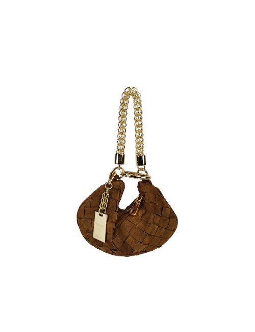 Mini Ewa Circle Handbag in Woven Suede - Leather