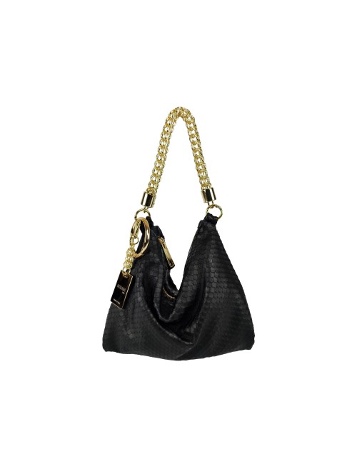Ewa Small Handbag in Python Print Leather - Black