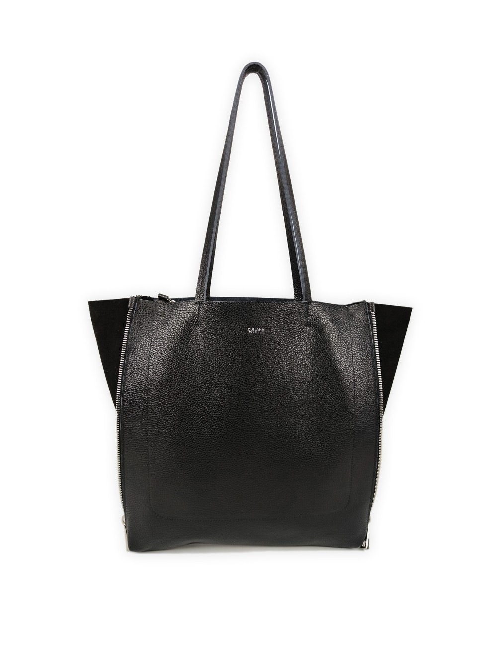 Zeus Shopping Shoulder Bag in Leather - Black